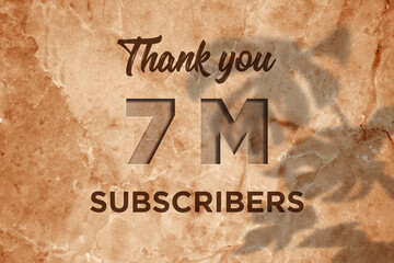 7 Million  subscribers celebration greeting banner with Marble Engraved Design