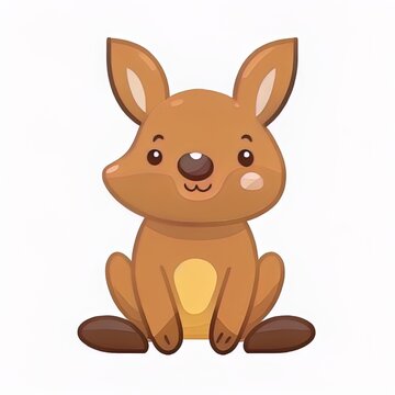 Cute Kangaroo Kid Cartoon 2D Illustrated Icon Illustration. Animal Nature Icon Concept Isolated Premium 2D Illustrated. Flat Cartoon Style
