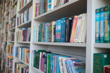 Picture of bookshelves in a school library
