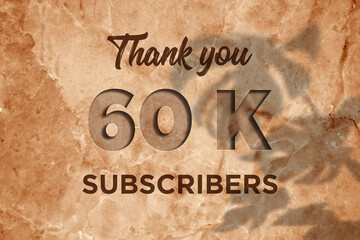60 K  subscribers celebration greeting banner with Marble Engraved Design
