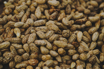 close up of a pile of peanuts