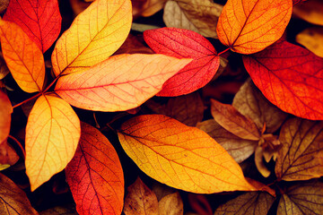 colorful autumn leaves lie on a black background