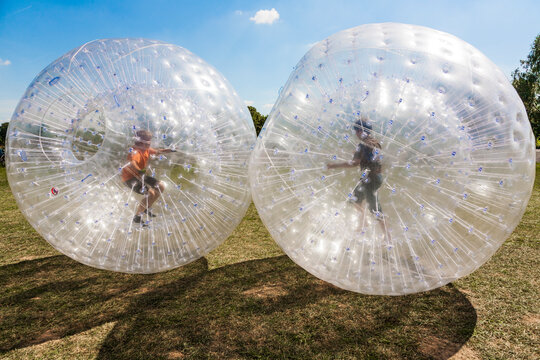 children have fun in the Zorbing Ball