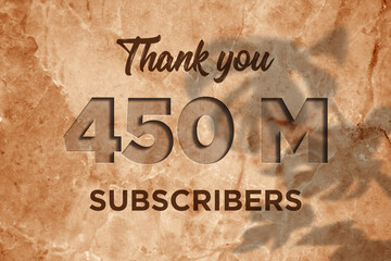 450 Million  subscribers celebration greeting banner with Marble Engraved Design