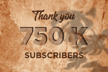 750 K  subscribers celebration greeting banner with Marble Engraved Design