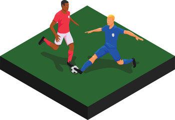 Soccer players duel for the ball vector illustration