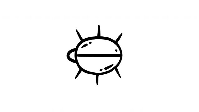 4K animated loop video. Handdrawn animation of crawling beetle. Line art doodle sketch human eye blinks and looks around. The bug transforms into an eye. Magic transformation. Big brother is watching