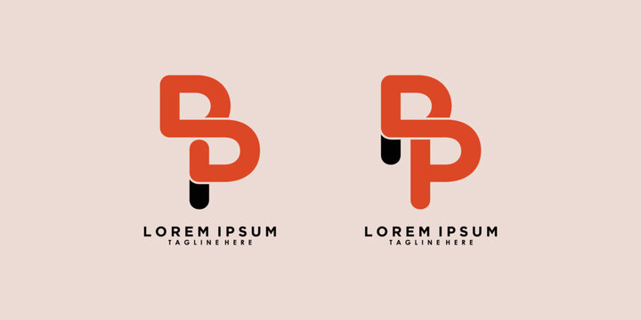 set of initial letter logo design with letter dp and pp creative concept