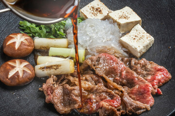 高級和牛ですき焼き Sukiyaki of high-quality Japane beef