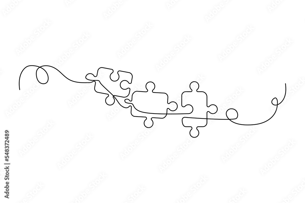 Poster linear linepuzzles for game design. single line. jigsaw puzzle. vector illustration. stock image.