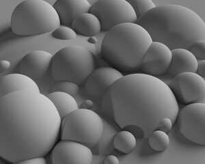 Gray matte bubbles. Texture. 3d illustration. 