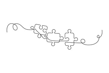 Linear linepuzzles for game design. Single line. Jigsaw puzzle. Vector illustration. stock image. 