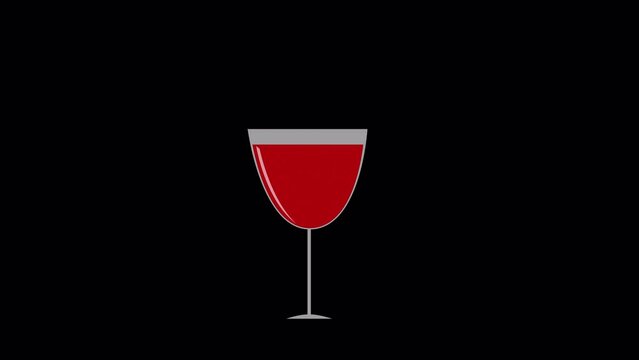 Cartoon style 2d animation. Pouring water and wine or juice into a glass. Two different versions. Alpha channel included. 