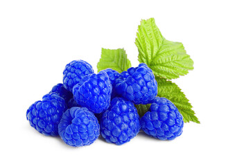 Fresh tasty blue raspberries isolated on white
