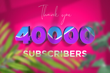 40000 subscribers celebration greeting banner with Blue Purple Design
