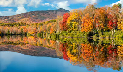 Autumn Reflection of Grandfather Mountain on Price Lake - Blue Ridge Parkway National Park - North Carolina