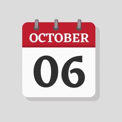 October 06 date visible on a page a day organizer calendar