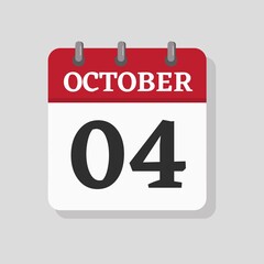 October 04 date visible on a page a day organizer calendar