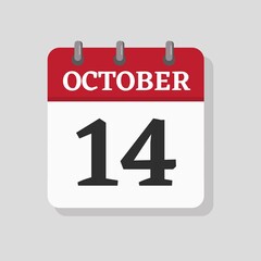 October 14 date visible on a page a day organizer calendar