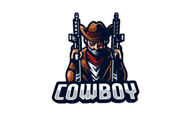 Cowboy mascot esport logo template for game team