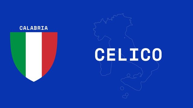 Celico: Illustration mit dem Ortsnamen der italienischen Stadt Celico in der Region Calabria