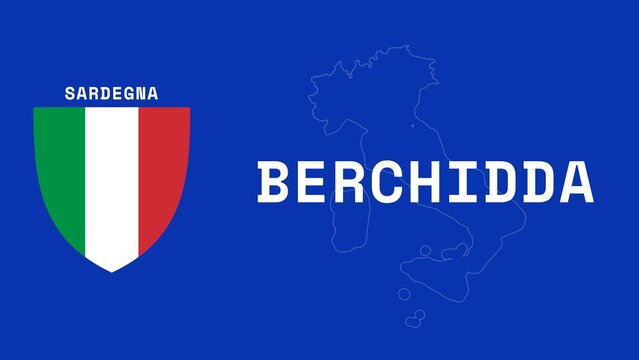 Berchidda: Illustration mit dem Ortsnamen der italienischen Stadt Berchidda in der Region Sardegna