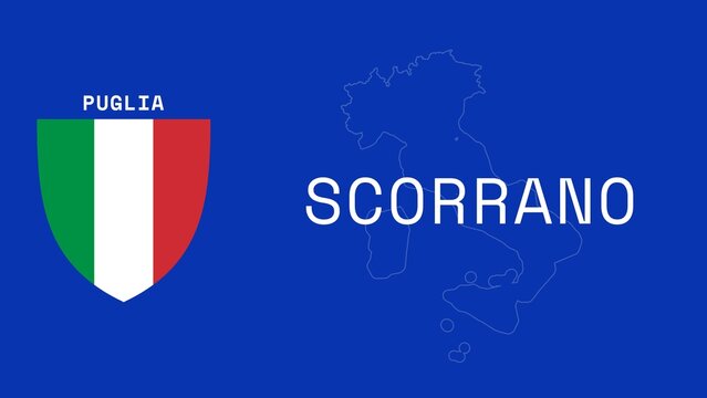 Scorrano: Illustration mit dem Ortsnamen der italienischen Stadt Scorrano in der Region Puglia