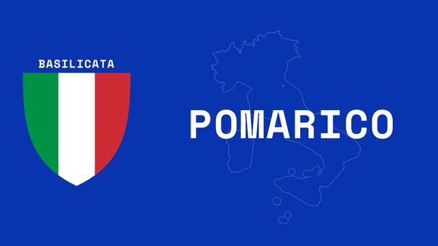 Pomarico: Illustration mit dem Ortsnamen der italienischen Stadt Pomarico in der Region Basilicata