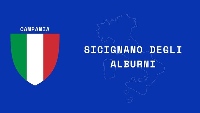 Sicignano degli Alburni: Illustration mit dem Ortsnamen der italienischen Stadt Sicignano degli Alburni in der Region Campania
