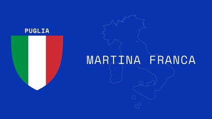 Martina Franca: Illustration mit dem Ortsnamen der italienischen Stadt Martina Franca in der Region Puglia - obrazy, fototapety, plakaty