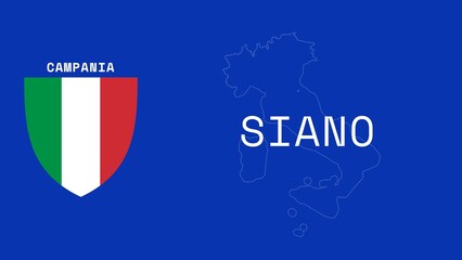 Siano: Illustration mit dem Ortsnamen der italienischen Stadt Siano in der Region Campania © Modern Design & Foto