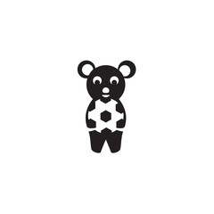 little bear carry ball icon black logo flat design illustration