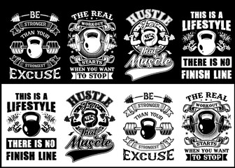 Fototapeta premium Gym Fitness Workout typography vector print design