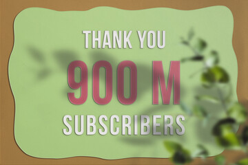 900 Million  subscribers celebration greeting banner with Paper Design