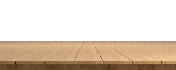 Empty clear pine wood table top transparent cut out backgrounds png file