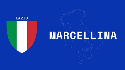 Marcellina: Illustration mit dem Ortsnamen der italienischen Stadt Marcellina in der Region Lazio © Modern Design & Foto