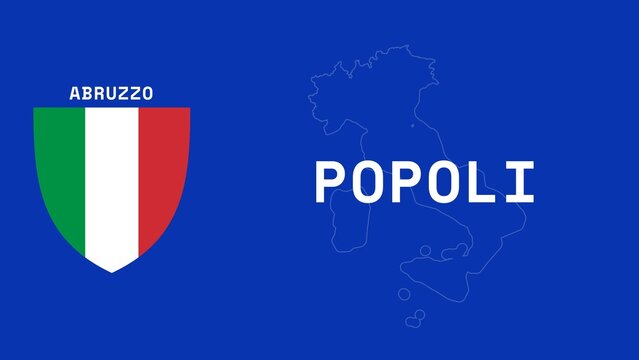 Popoli: Illustration mit dem Ortsnamen der italienischen Stadt Popoli in der Region Abruzzo
