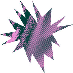 Abstract transparent halftone grunge burst shape.