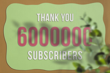 6000000 subscribers celebration greeting banner with Paper Design