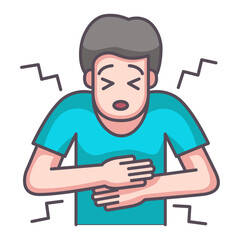 man having stomachache icon