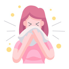 woman sneezing icon