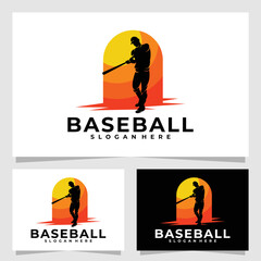 set of baseball logo vector design silhouette