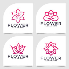 set of flower logo vector design template