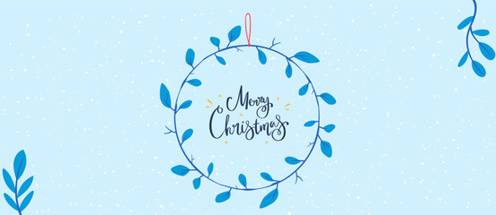 Calligraphic lettering, merry christmas, joyful celebration, greeting banners set, design cartoon style, vector illustration.