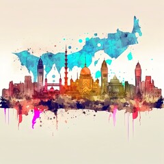 Colorful Hand Drawn Cairo Skyline