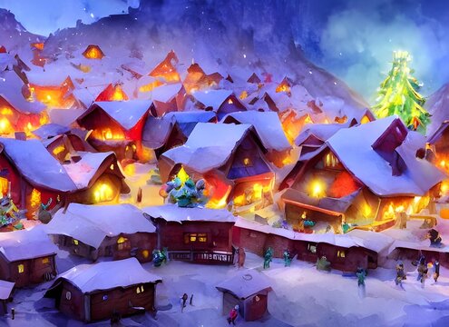 In Santa Claus village, there are Christmas lights everywhere and children laughing. Santa is in his workshop, making presents for all the good girls and boys. The elves are busy too, wrapping present