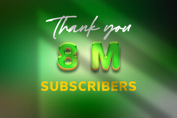 8 Million  subscribers celebration greeting banner with Candy Design