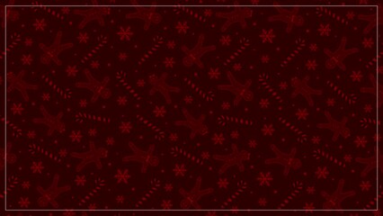 4K Animated Merry Christmas and New Year Pattern Background Design. Gingerbread Cookies, Candy Canes and Snow Flakes Texture on Red Vertical Background. Motion Celebration Card or Banner Design. - Powered by Adobe