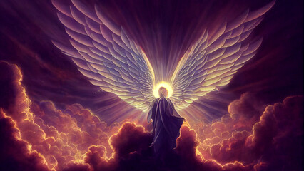 archangel michael in the sky - obrazy, fototapety, plakaty