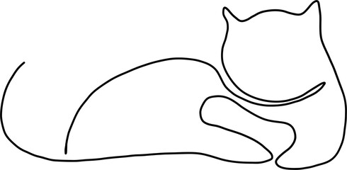 simplicity cat freehand continuous line drawing.